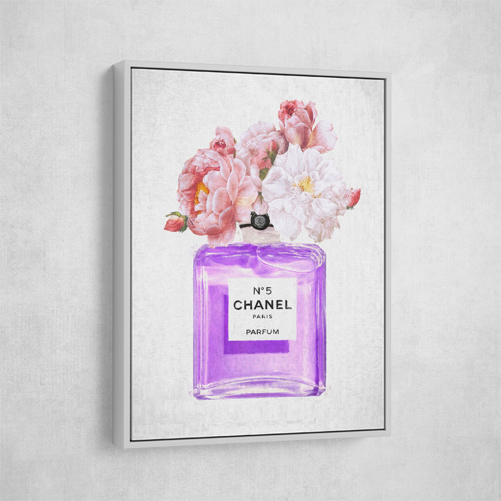 Chanel Purple Perfume Flowers Wall Art